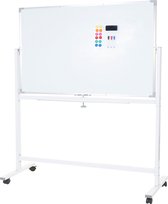 Whiteboard MCW-C85, magnetisch memobord prikbord, verrijdbaar oprolbaar incl. accessoires ~ 150x100cm