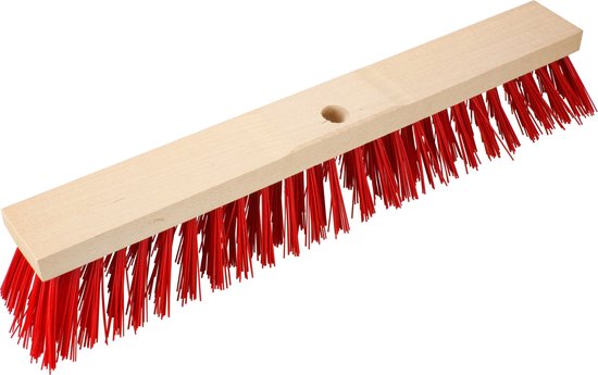 Brumag Straatbezem Elaston voor buiten - Kop 60 cm met extra veel vezels - rood - Houten steel 130 cm van Brumag — afbeelding 2