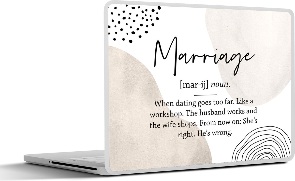 Laptop sticker - 17.3 inch - Woordenboek - Huwelijk - Spreuken - 40x30cm - Laptopstickers - Laptop skin - Cover