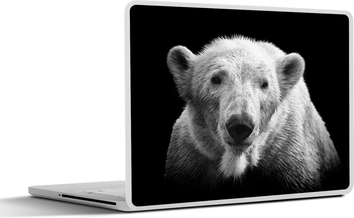 Laptop sticker - 15.6 inch - IJsbeer - Dier - Zwart - Wit - 36x27,5cm - Laptopstickers - Laptop skin - Cover