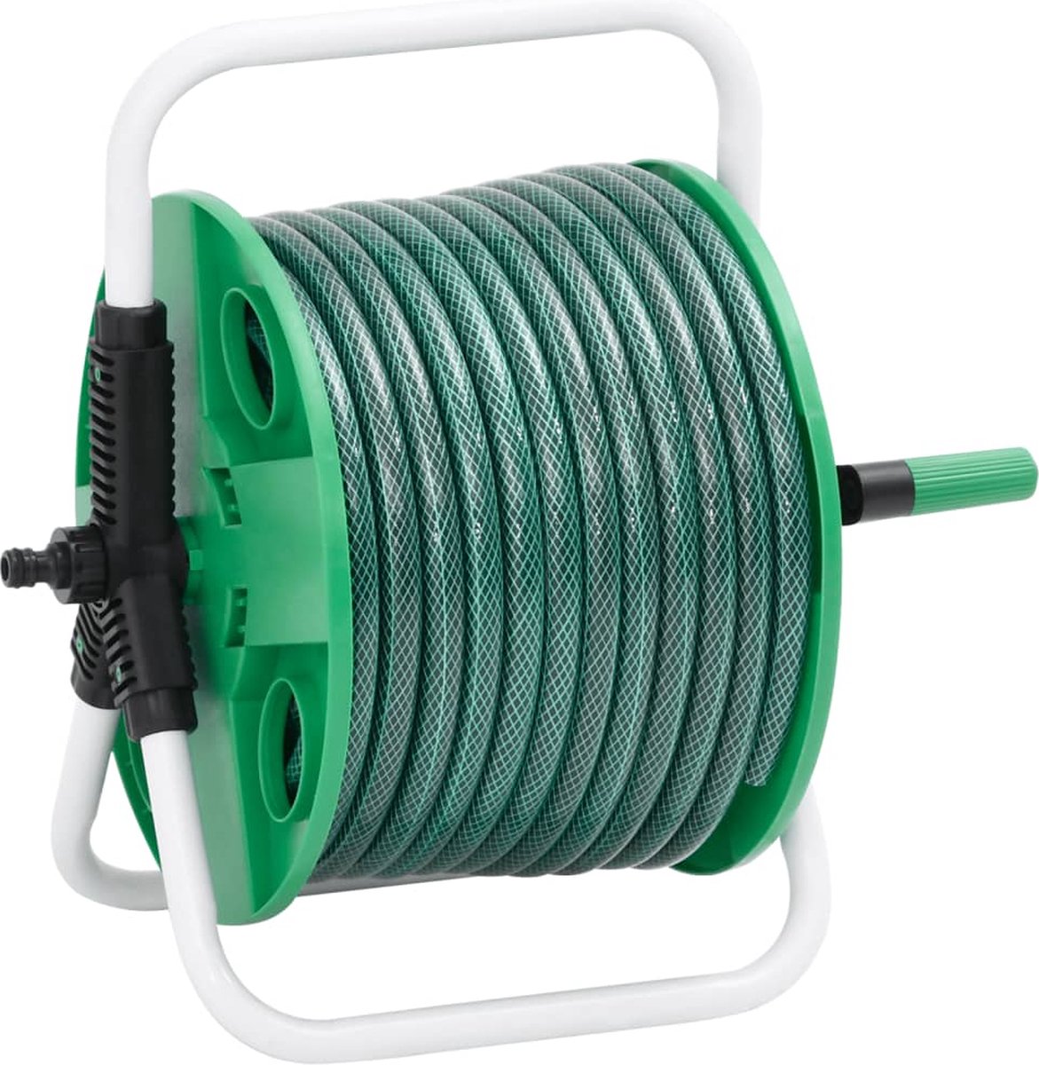 VidaXL Slanghaspel met 30 m slang vrijstaand PVC groen