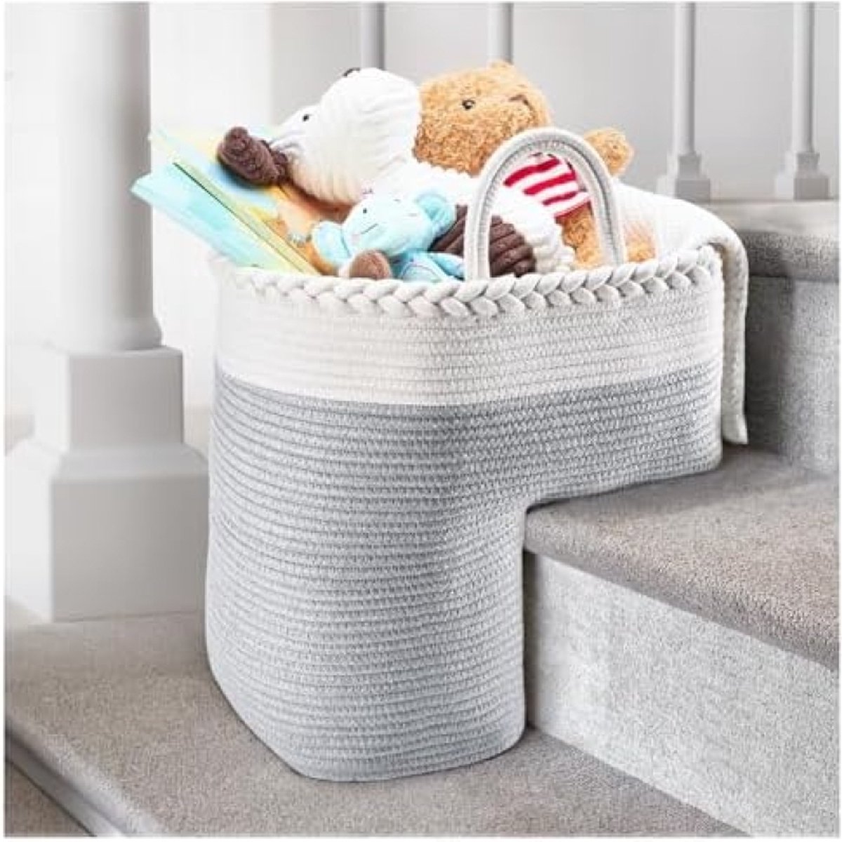 Panier De Rangement Pour Marches D'escalier – Forme En L, Support PVC, Pliable, Pour Chaussures, Jouets, Rangement Pratique