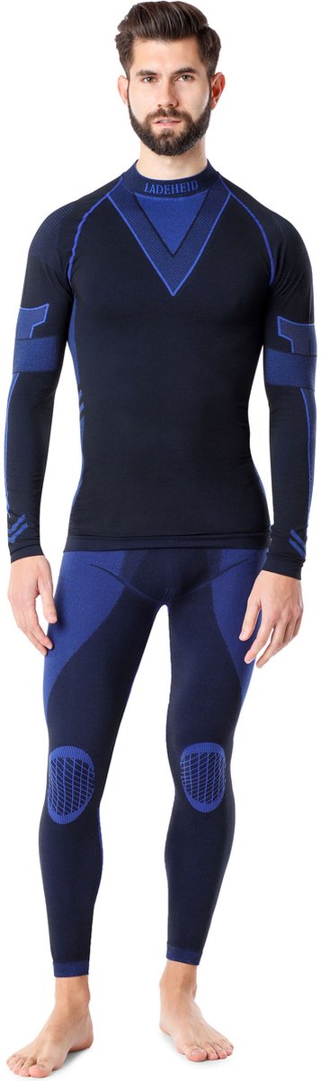 Ladeheid Set Thermobroek en Thermoshirt - Thermo ondergoed - Heren - Thermokleding - Zwart/Navyblauw - L - LA-LA40-MEN-Set