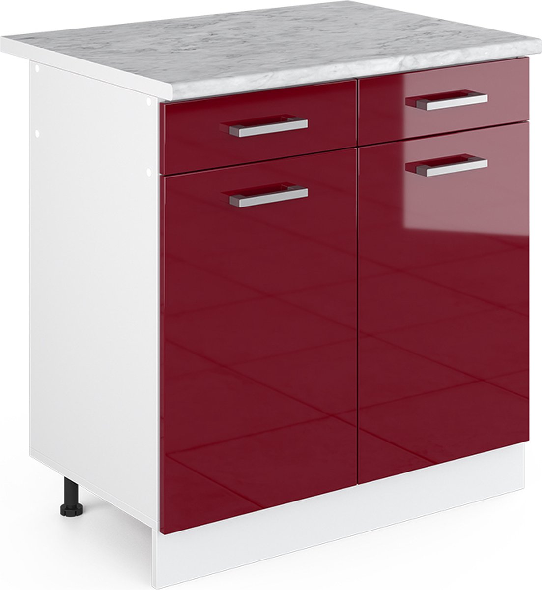 Vicco R-Line Universele onderkast – 80 cm met laden en deuren, met werkblad Bordeauxrode h