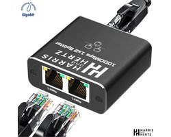 Harris and Hertz - Ethernet Gigabit Netwerksplitter - 1 Naar 2 - 1000/100Mbps Ethernet-splitter - Met USB C -Voedingspoort - 3 poort Netwerk Switch