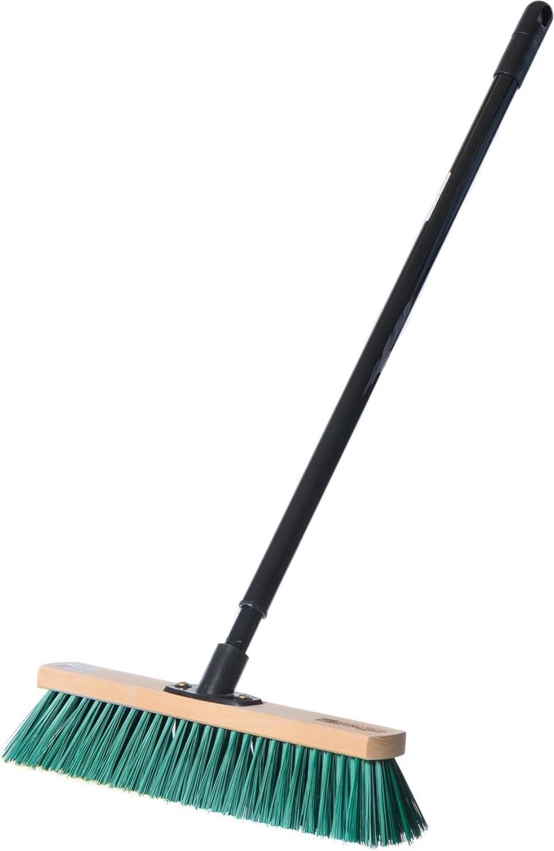 Goedkoopste Kwaliteitsbezem 40 cm breed telescoopsteel verstelbaar groen kunstsotfborstelharen - huis binnenplaats werkplaats commercieel schrobber met steel
