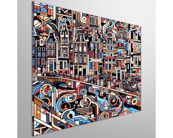 Abstract amsterdam schilderij | Amsterdams abstract kunstwerk onthult de verborgen schoonheid van de stad | Kunst - 20x20 centimeter op Dibond | Foto op Dibond