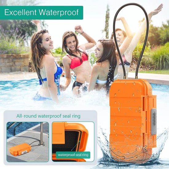 ORIA Draagbare kluis met cijfercode, sleutelkluis, veiligheidskluis, met afneembaar draadsnoer, waterdicht, sleutelkluis met combinatie, voor reizen, strand, camping, blauw