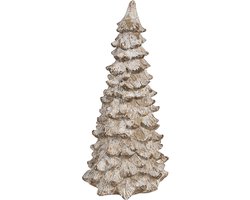 Clayre & Eef Image de décoration Sapin de Noël 9x9x18 cm Beige Blanc Plastique