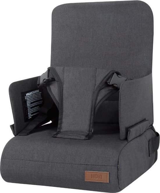 Novi Baby® Maddy Stoelverhoger - Black Melange - Inclusief bevestigingsriem