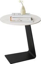 Bijzettafel C-vorm | Bijzettafel Bank met wielen | Kleine houten salontafel heeft