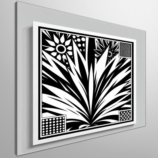Pop art zwart wit schilderij | Zwart-wit explosie van populaire cultuur: een iconisch kunstwerk | Kunst - 100x100 centimeter op Canvas | Foto op Canvas