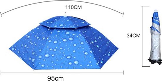 NEW-Vi Chapeau Parapluie De Pêche Pliable Réglable - 95 Cm - Mains Libres - 7 Baleines - Anti-UV - Imperméable - Pour La Pêche, Le Jardinage, Le Golf, L' Extérieur, Camouflage/argenté