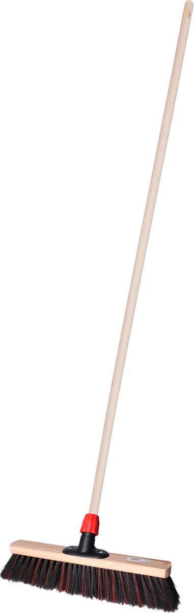Goedkoopste Brumag Straatbezem Elaston voor buiten tegels - Harde bezemkop 40 cm breed - Houten steel 139 cm