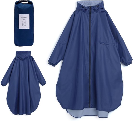 Waterdichte regenjas voor dames - lichtgewicht regenponcho met capuchon en mouwen - opvouwbare regenkleding - windjack met zak - lange stijl