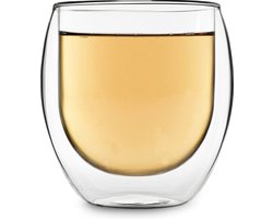 Feelino 1x Theekop van glas dubbelwandig, Theeglazen met 410ml, Dubbelwandige theeglazen, Theeglas vaatwasserbestendig, Thermo-theeglazen, Theeglazen met zweefeffect