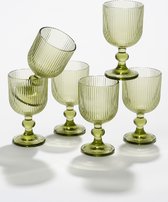 Mica Decorations Merlot Wijnglas set van 6 - 250 ml - Glas - Licht Groen