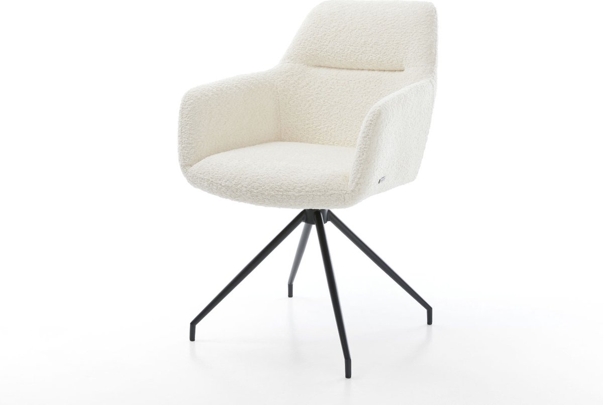 DELIFE Gestoffeerde-stoel Pejo-Flex kruisframe conisch zwart bouclé wit pocketveer kern