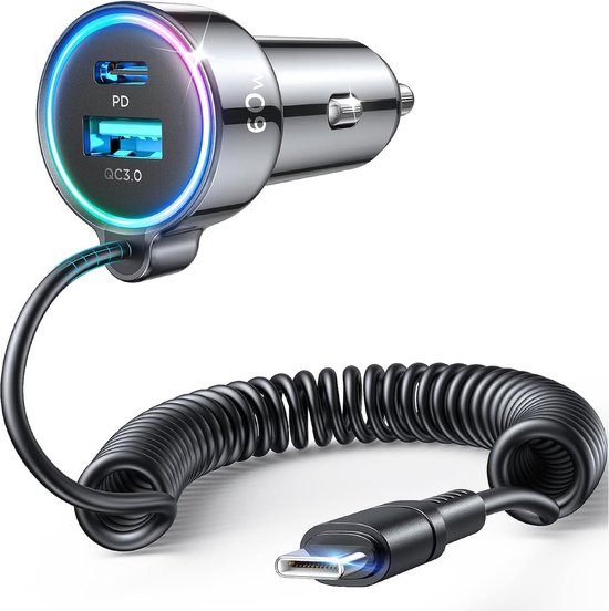 Joyroom 60W bedrade autolader met USB-C aansluiting in zwart