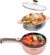 Elektrische Hot Pot, 1,7 liter, mini-elektrische hete pot met stoompan, multifunctionele anti-aanbaklaag, elektrische stoompan voor het roeren van frituren, stoofpot, stoom