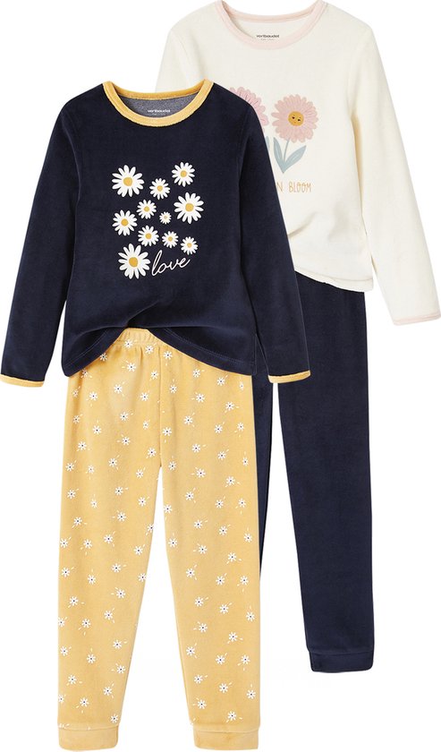 Vertbaudet Lot de 2 pyjamas fille velours marguerites
