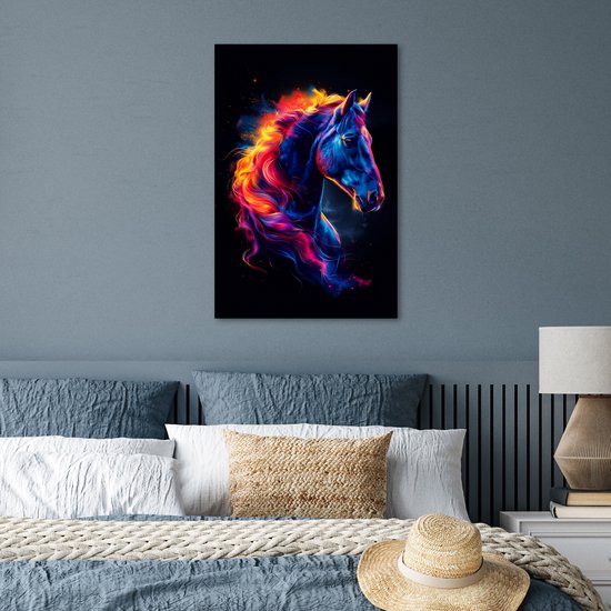 Poster 40x60 cm - Cheval - Animal - Fumée - Zwart - Couleurs - Posters - Décoration murale chambre ado - Décoration chambre ado - Accessoires chambre ado jeunesse