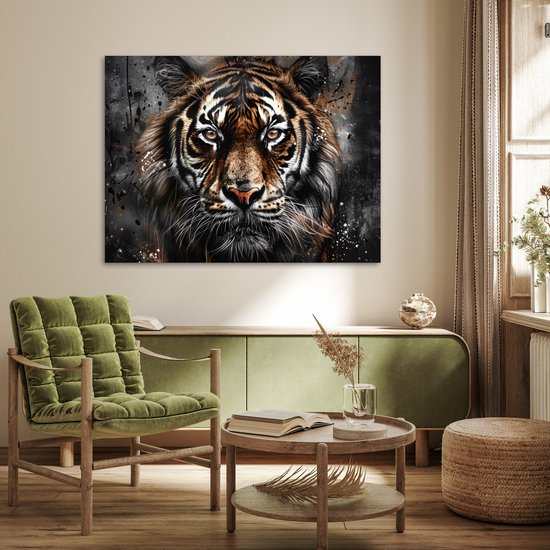 Affiche 120x90 cm - Tigre - Animaux - Portrait - Luxe - Zwart - Posters - Décoration chambre - Décoration murale salon - Décoration murale chambre