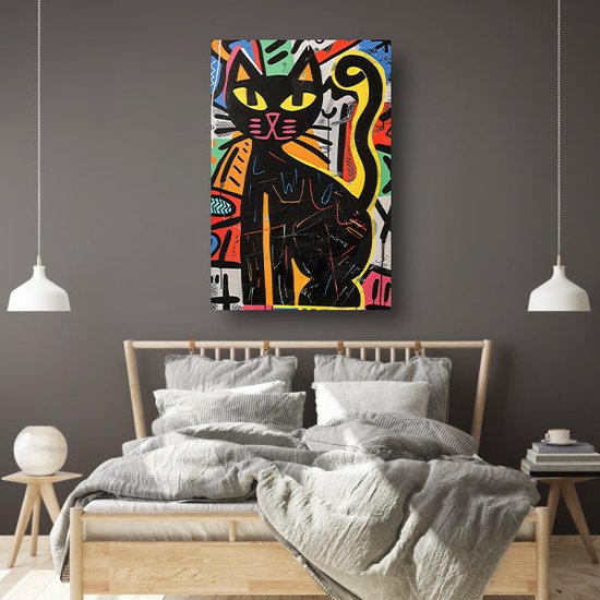 Kat schilderij - Dier schilderijen - Schilderij Patronen - Wanddecoratie industrieel - Acrylglas - Decoratie kamer acrylglas 40x60 cm