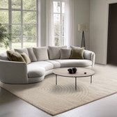 Bol.com the carpet Elisa moderne woonkamer vlorkleed geometrisch ontwerp hoge pooldichtheid Beige 080 x 150 cm aanbieding