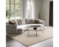 the carpet Elisa, moderne woonkamer vlorkleed, geometrisch ontwerp, hoge pooldichtheid, Beige, 080 x 150 cm