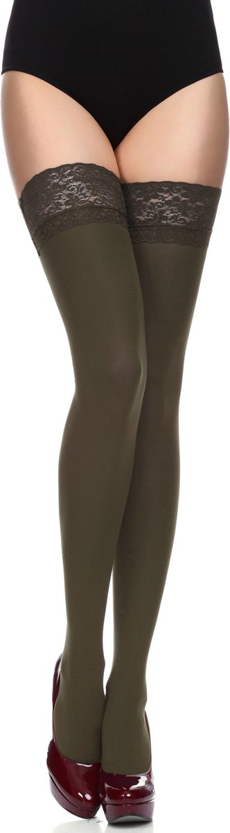 Merry Style MS-SS-J01 Dames Panty - 40 DEN -halsterloos - Polyamide - Khaki - XS-S