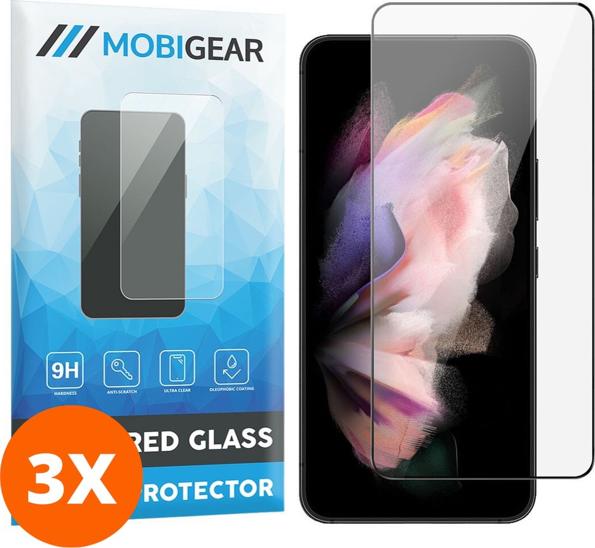 Mobigear Screenprotector geschikt voor Samsung Galaxy S23 Glazen | Mobigear Premium Screenprotector - Case Friendly - Zwart (3-Pack)