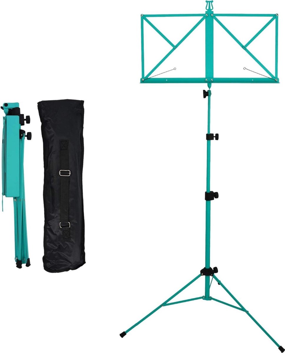 Pupitre Pliable Réglable Tangpan Avec Sac De Transport - Hauteur 71-132 Cm, Plateau Inclinable | Pour Musiciens, Lecteurs, Vert