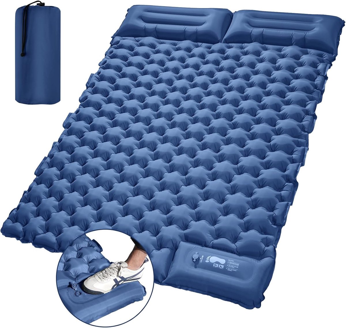 Isolerende Campingmat voor 2 Personen - Opblaasbaar en Compact 195x125 cm
