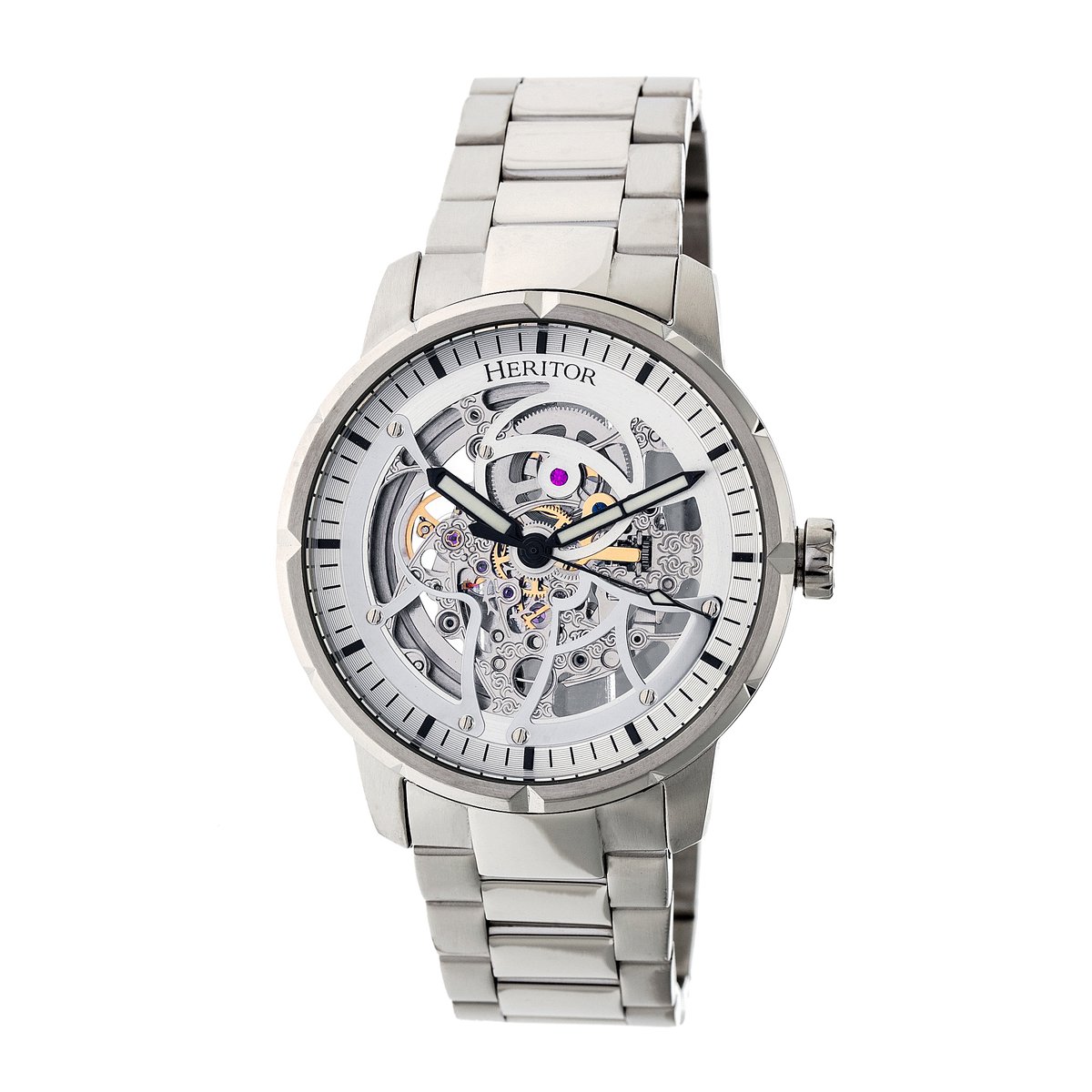 Heritor Automatic Ryder Skeleton Dial Armbandhorloge - Zilver-Wit