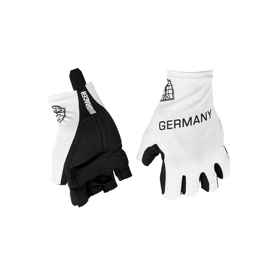 BIORACER Official German Cycling - Fietshandschoenen Zomer - Unisex - Wit - Duitsland Design - Comfort&Grip - Maat S