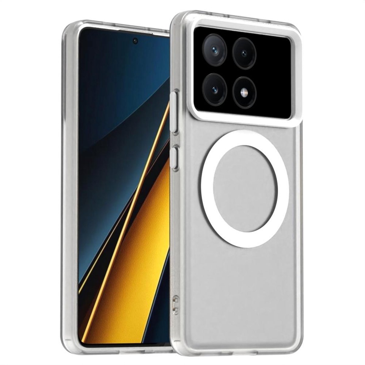 Mobigear Hoesje geschikt voor POCO X6 Pro MagSafe Telefoonhoesje Hardcase | Mobigear Shockproof Backcover | Geschikt voor MagSafe | Geschikt voor Draadloos Opladen met Magnetische Ring | Geschikt voor MagSafe Case - Wit