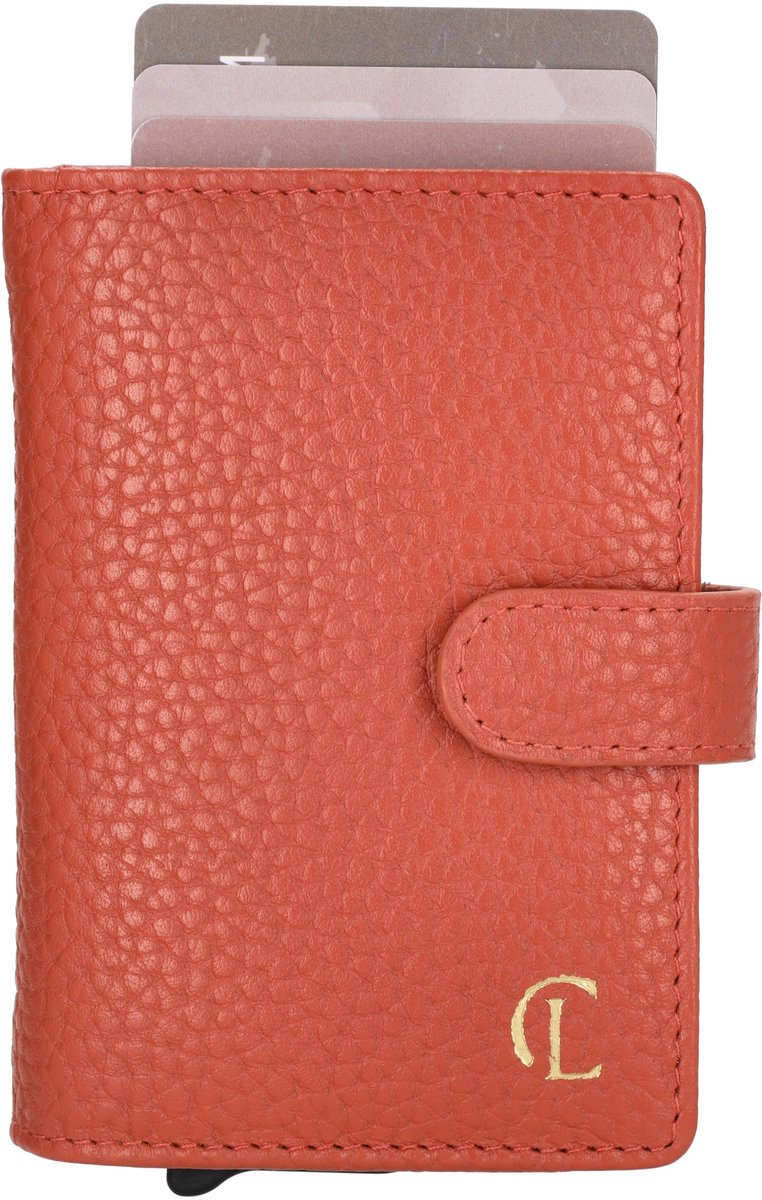 Charm London Washington Creditcard etui - 100% Leer - Leren Tas - Oranje