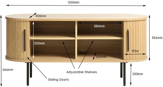 Meuble TV Marron foncé - Chêne & Métal - 40x120x55,6cm - Meuble TV Nola Fumé - Giga Living