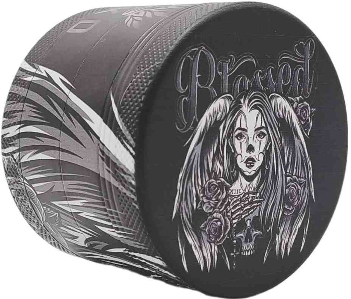 Grinder 4-Delig XL | Aluminium | 55mm | Chicano Tattoo Art Serie | Design 4 | Engel | JNKO