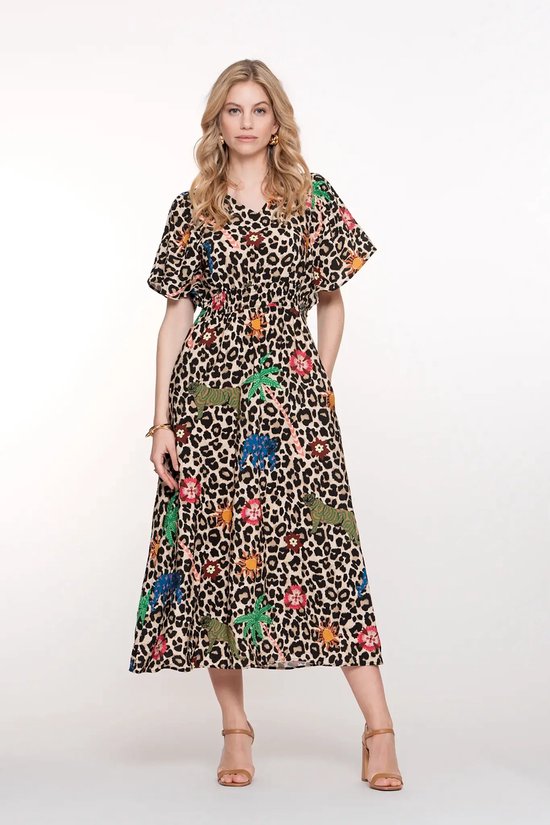 Geisha Jurk Leopard Maxi Jurk Met Kleurrijke Details 57348 20