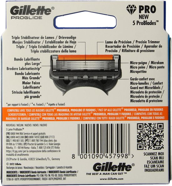 Gillette ProGlide Scheermesjes Voor Mannen - 6 stuks