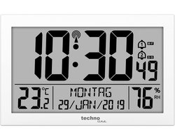 Radio-réveil numérique moderne Technoline WS8016, avec affichage de la température, plastique, blanc, 225 x 143 x 24 mm