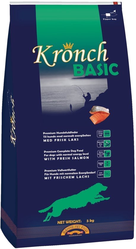 Henne - Kronch Basic Premium Hondenvoer Adult - hersluitbare verpakking 5kg - met essentiële omega-3 & omega-6