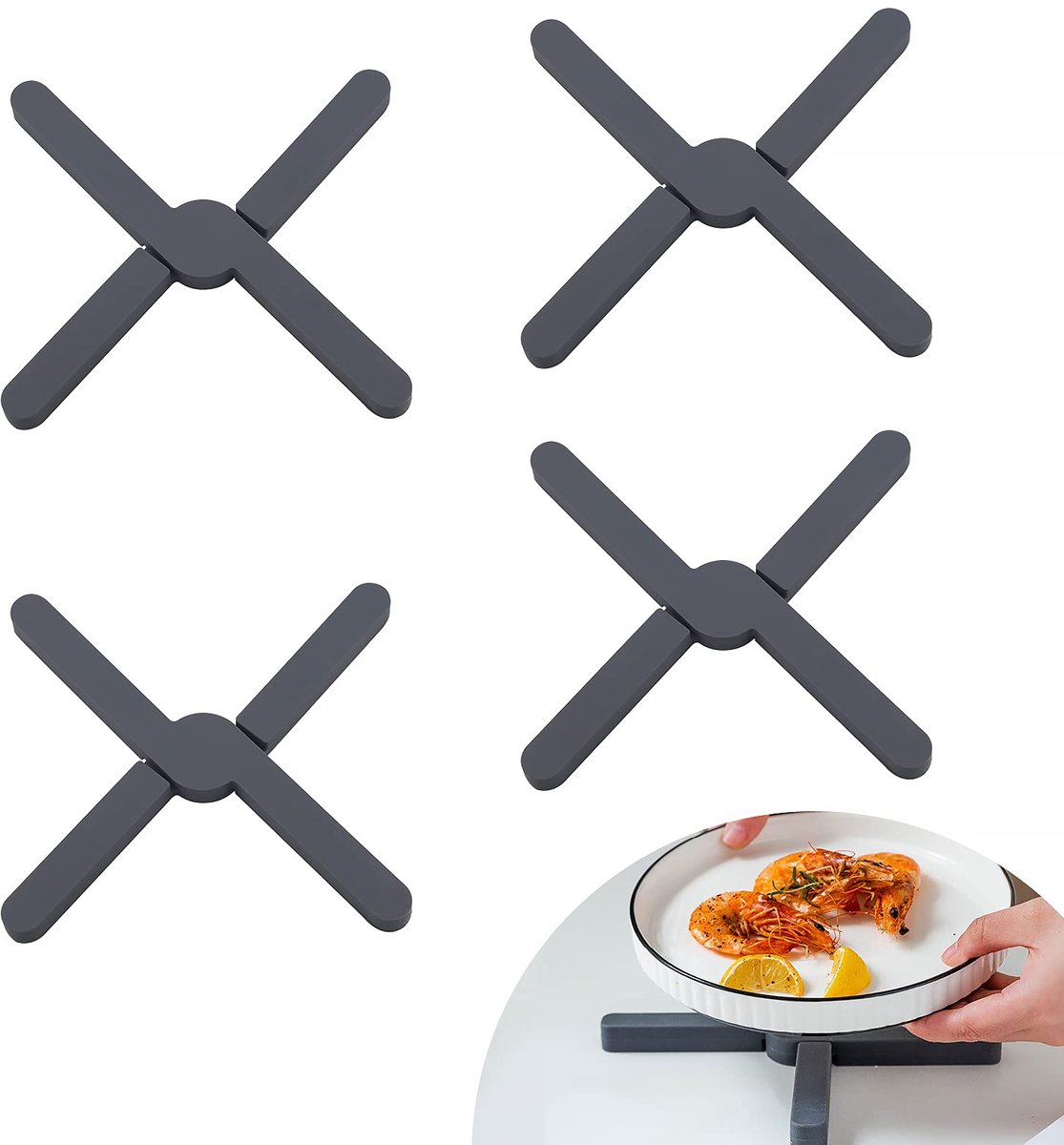 Ibenzoa® Siliconen Hittebestendige Onderzetters Set van 4 - Veiligheid en Bescherming voor Keuken