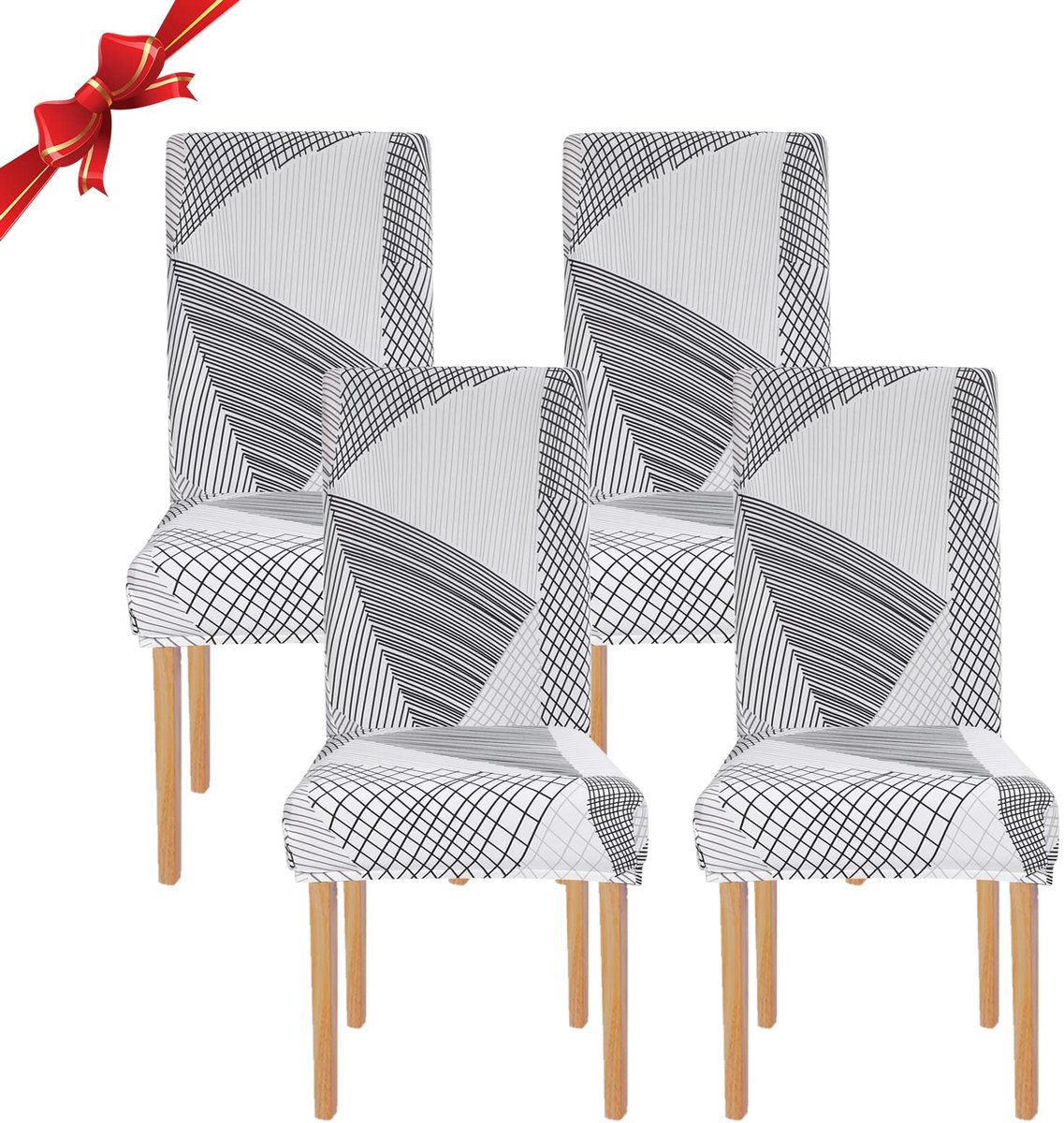 Ibenzoa® Universele Rekbare Stoelhoezen Set van 4 voor Moderne Eetkamer Decoratie