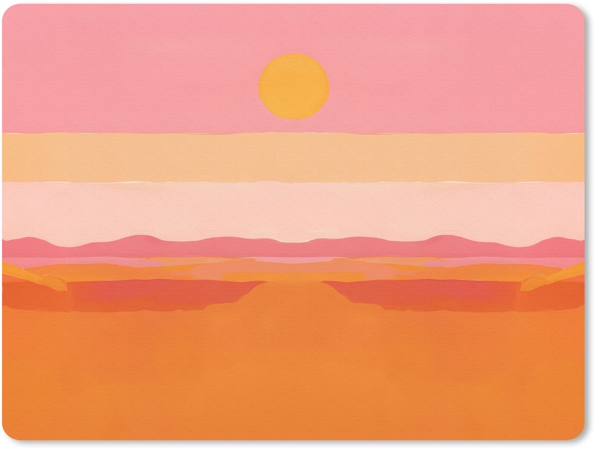 Muismat 23x19 cm - Mousepad Zon - Abstract - Landschap - Oranje - Muismatten