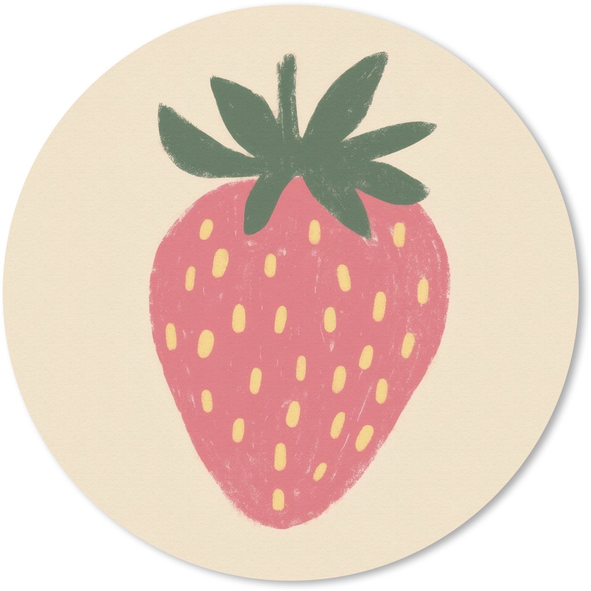 Muismat rond 30x30 cm - Mousepad Aardbei - Minimalistisch - Rood - Fruit - Ronde muismatten