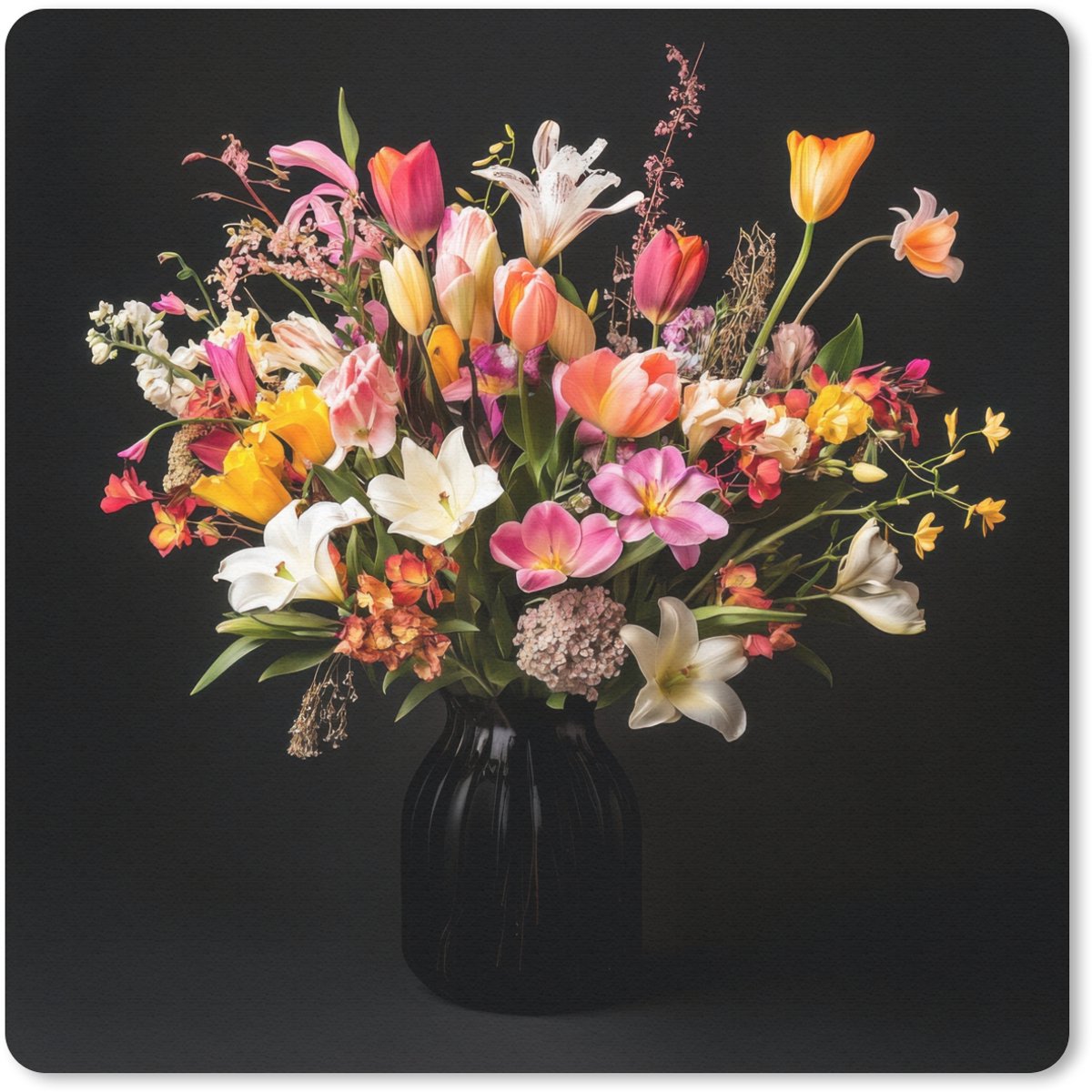 Muismat 30x30 cm - Mousepad Vaas - Bloemen - Tulpen - Muismatten