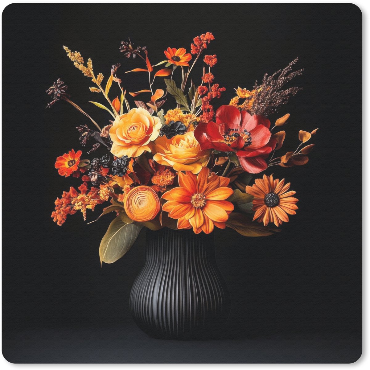 Muismat 20x20 cm - Mousepad Herfst - Boeket - Oranje - Muismatten
